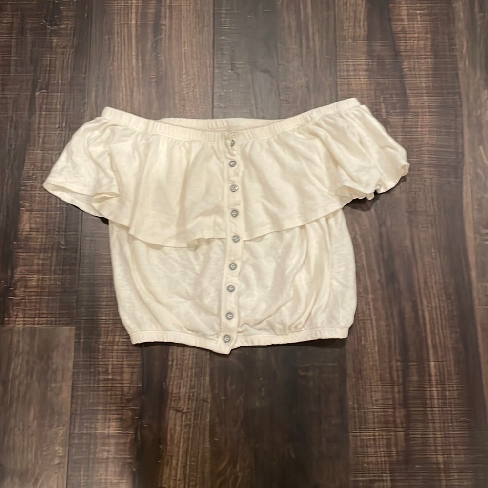 Free people off the shoulder ivory top sz xs